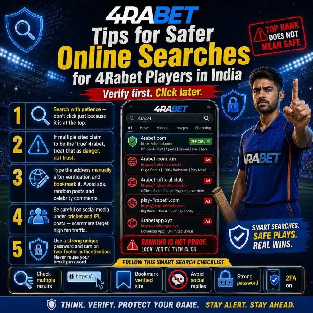 Tips for Safer Online Searches for 4Rabet Players in India